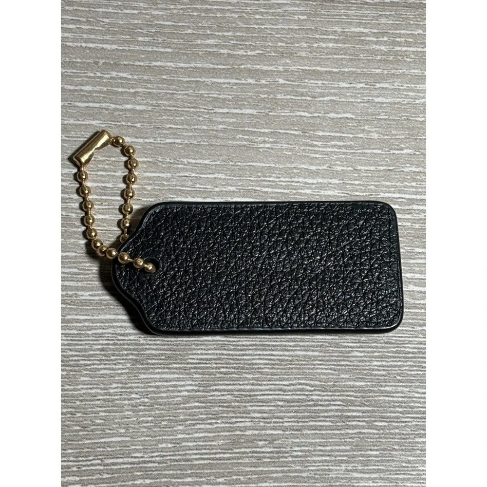 Coach Black Pebbled Leather Hangtag Replacement Gold Ball Chain Handbag Charm